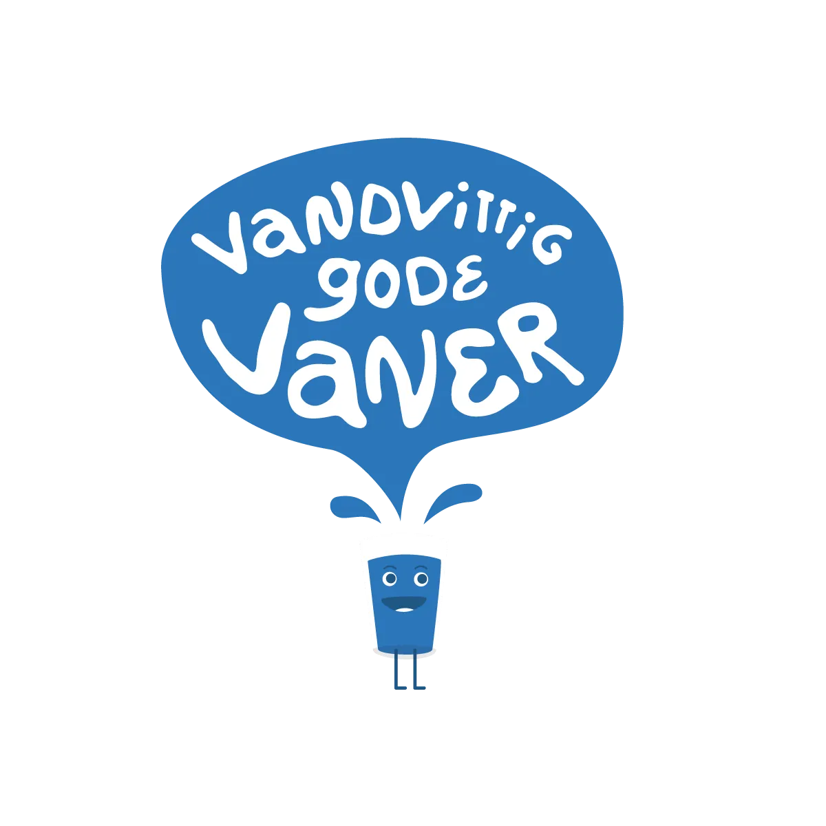 Tegnet vandglas med taleboble "Vandvittigt gode vaner"